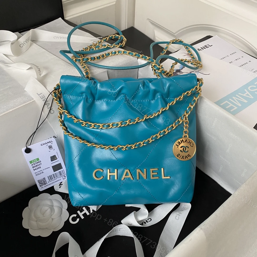 CHANEL 精品仿製湖藍束口包 女士金鏈款 活力亮色休閒風設計 — view 1