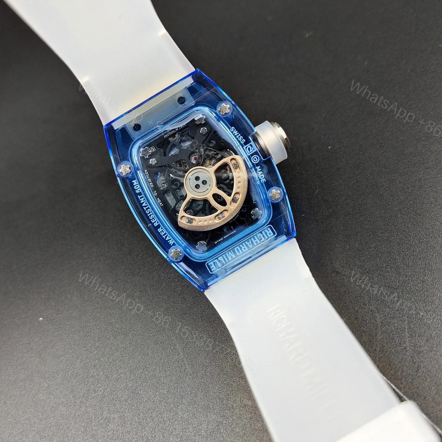 View 7 of Richard Mille RM07-02 Gemset Sapphire Automatic Watch Blue Sapphire Case White Strap CRMA5 Movement Premium Edition RM-RM07-02-GS-BLU-WHT