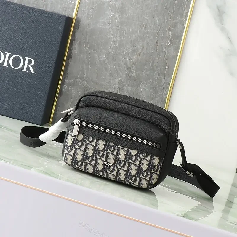 Compact Luxury Crossbody with Monogram Motif, Calfskin Accent — view 1