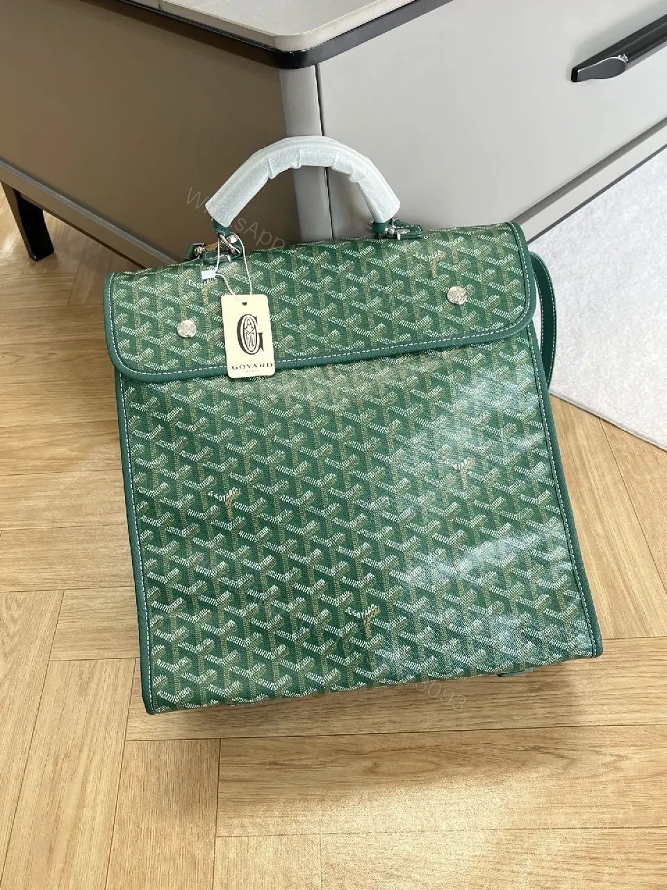Green Monogram Structured Satchel: Premium Everyday Carrier — view 1