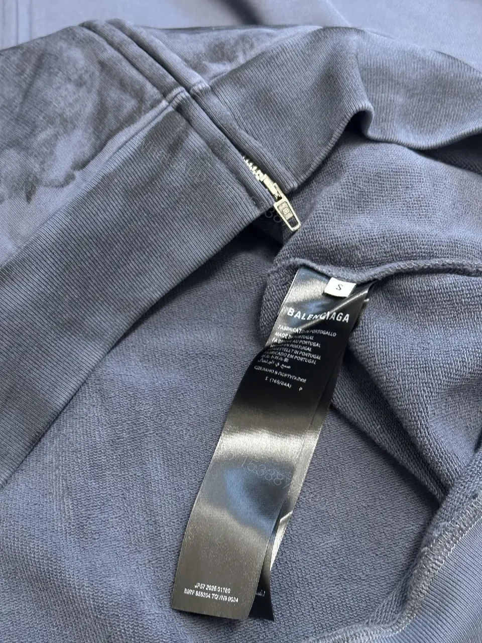 View 10 of Slate Cotton-Blend Zip Hoodie with Textured Pockets
