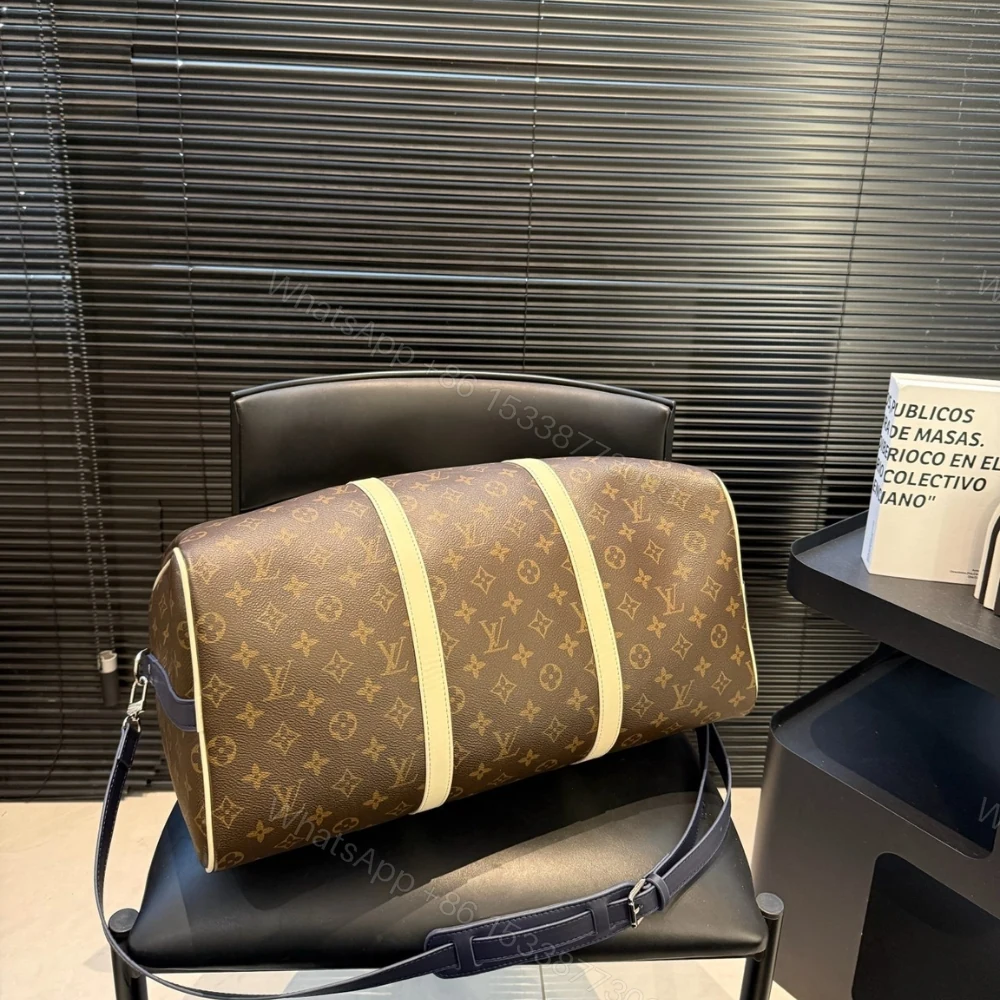 View 5 of Louis Vuitton Keepall Bandoulière 50 Monogram Canvas Light Yellow 45cm