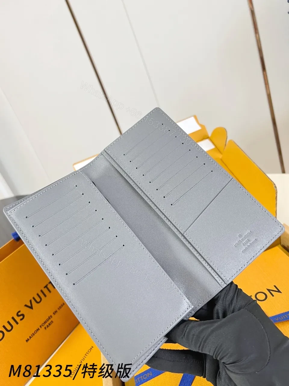 View 3 of Soft Gray Monogram Leather Wallet: Compact Luxury, Signature Detail