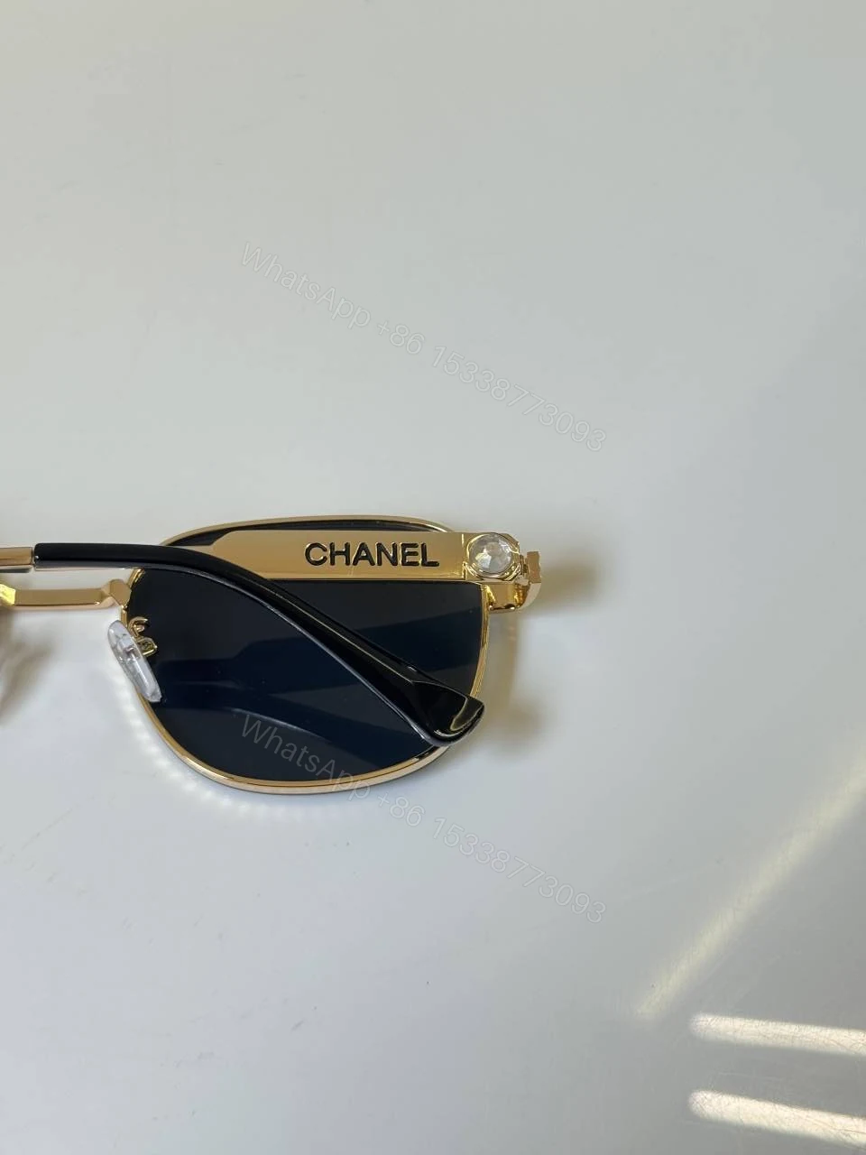 View 2 of First Copy Chanel Round Black Sunglasses Metal Frame Unisex UV Protection