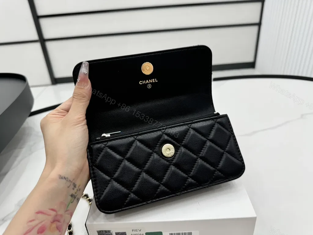 View 8 of Chic Quilted Black Chanel-Style Shoulder Bag
