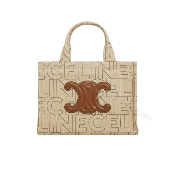 CELINE SMALL CABAS THAIS IN TEXTILE WITH ALL-OVER PRINT NATURAL TAN 25CM — view 1
