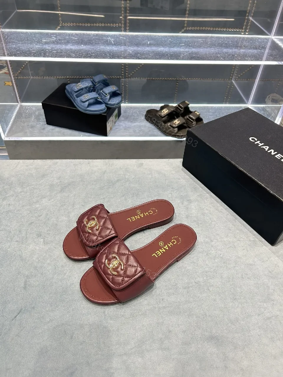 View 4 of Quilted Leather Slides + Open-Toe + Luxury Comfort Slide