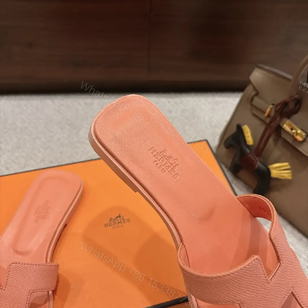 View 2 of Soft Pink Leather Slide with H-Buckle Signature Comfort