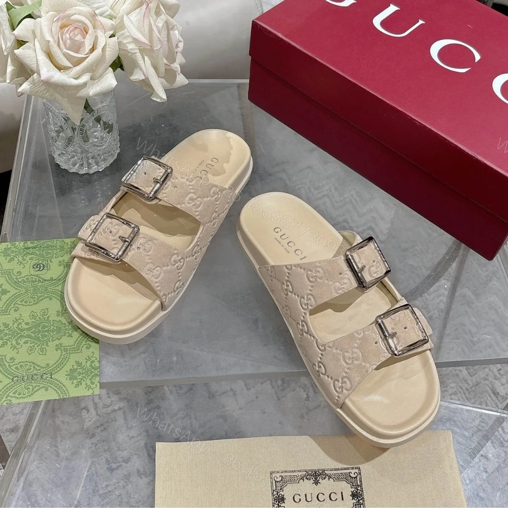 View 6 of GUCCI WOMEN’S SLIDE SANDAL OATMEAL 816380 AADUO 9511