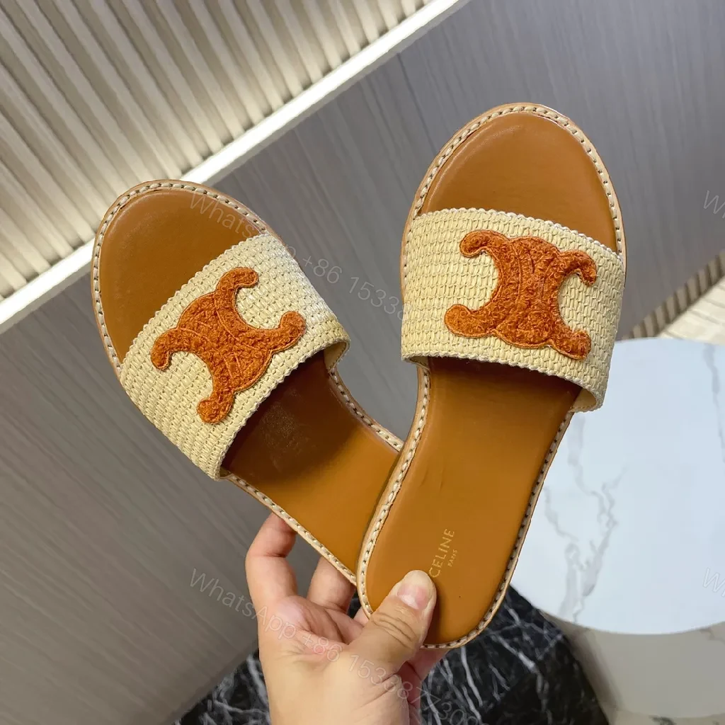 View 3 of Raffia Leather Sandals: Textured Signature Luxe Style