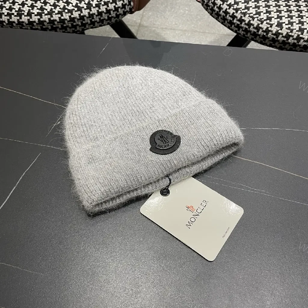 View 5 of Cozy Perimeter Beanie: Textured Knit, Subtle Emblem, Neutral Gray