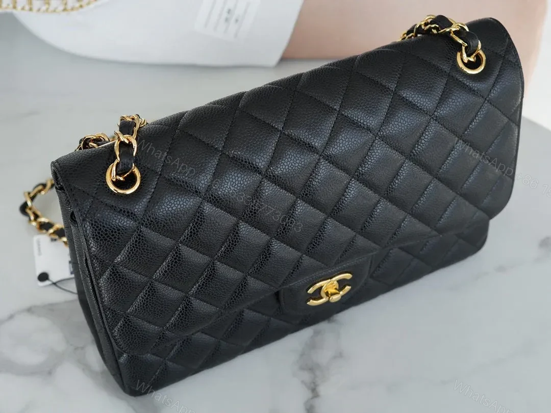 View 3 of CHFLAP BAG JUMBO 30CM GOLD HARDWARE BLACK CAVIAR