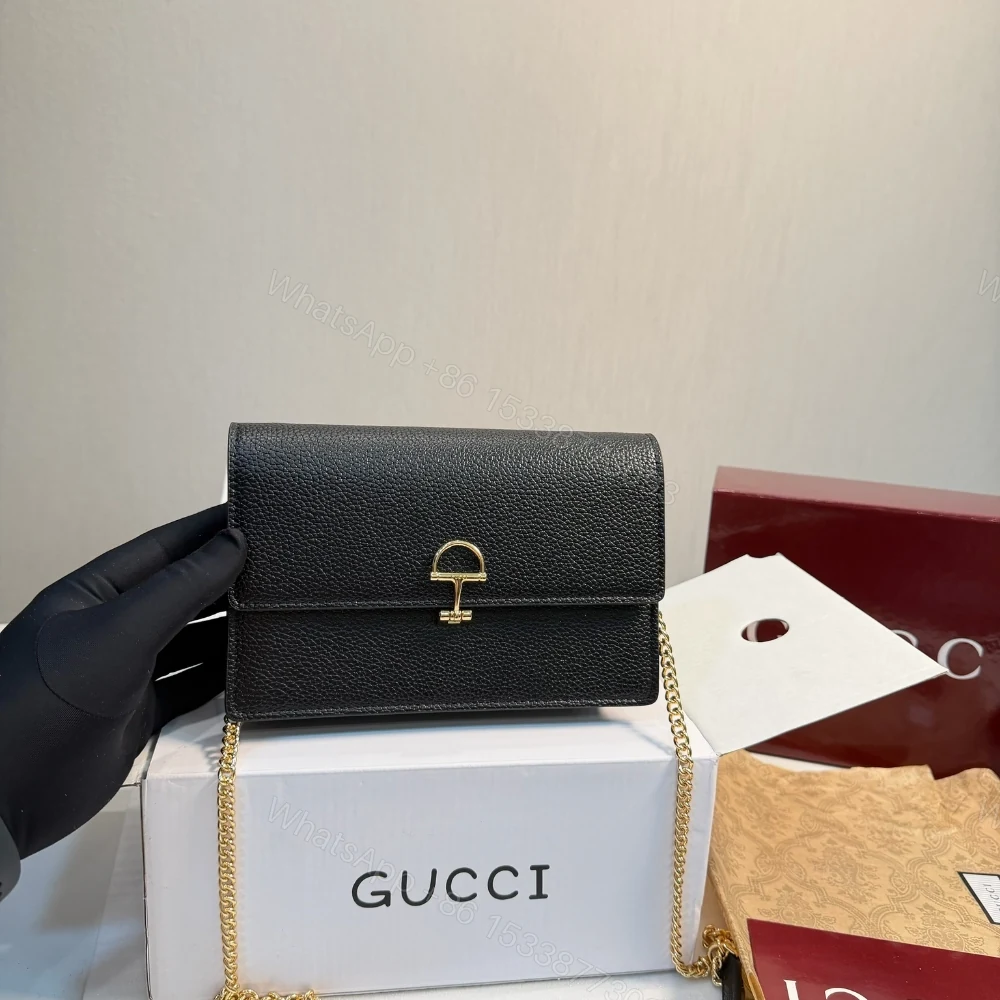View 2 of Gucci Half Horsebit Wallet On Chain Black 20Cm