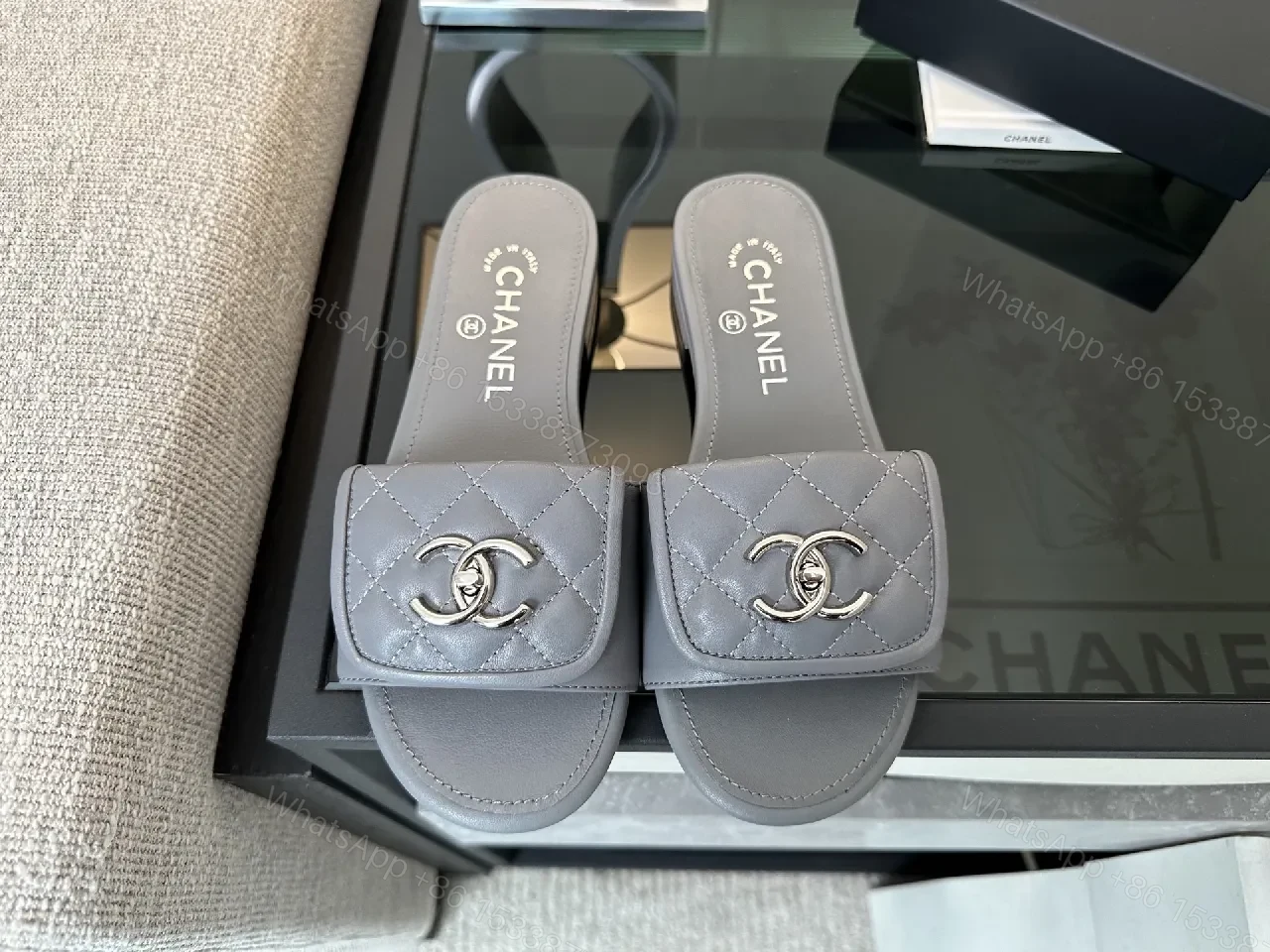 View 2 of Quilted Leather Slides – Subtle Luxury, Everyday Chic