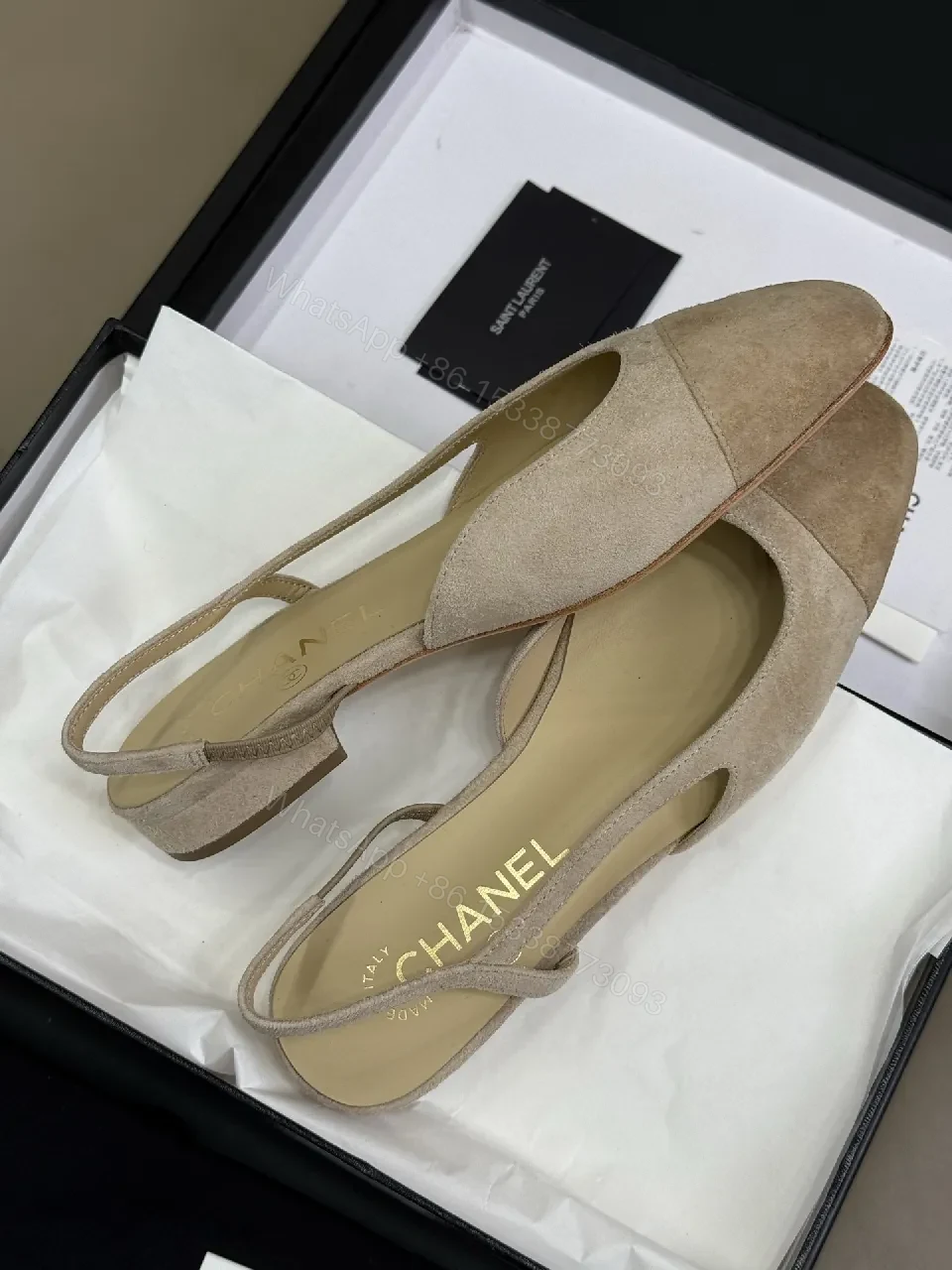 View 2 of Neutral Suede Slingback Flats: Elegant All-Day Comfort