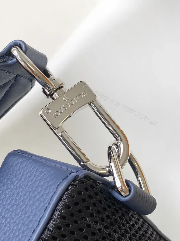 View 3 of Chic Blue Leather Compact Backpack with LV Detail
