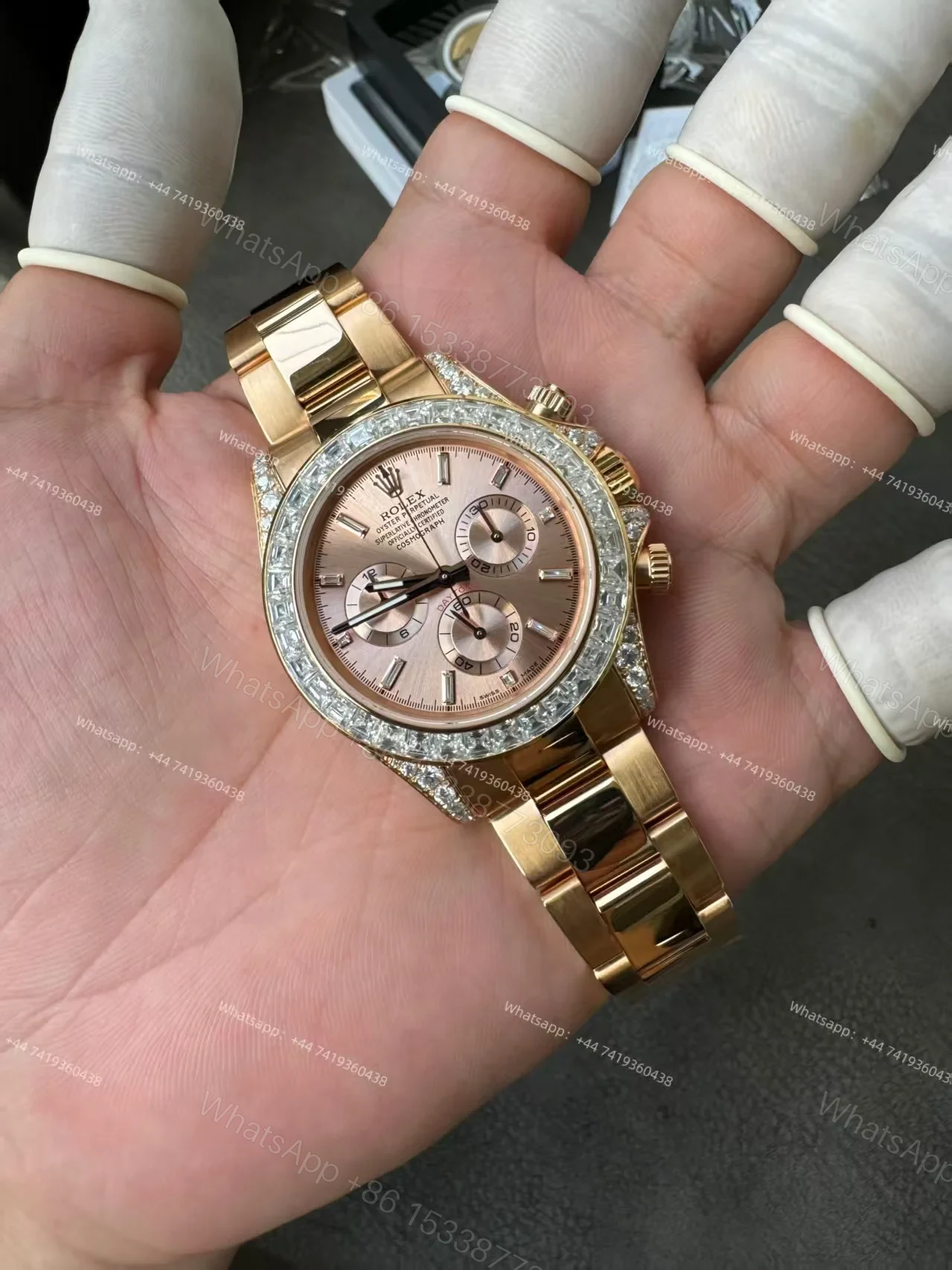 View 24 of Rolex Super Clone Daytona 126595TBR 1:1 Replica Watch – 18K Rose Gold Diamond Beze 4131 movement
