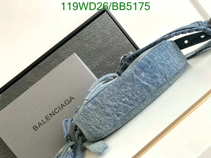 View 5 of Le Cagole Small Shoulder Bag Denim with Rhinestones Fake Balenciaga 6K8M45