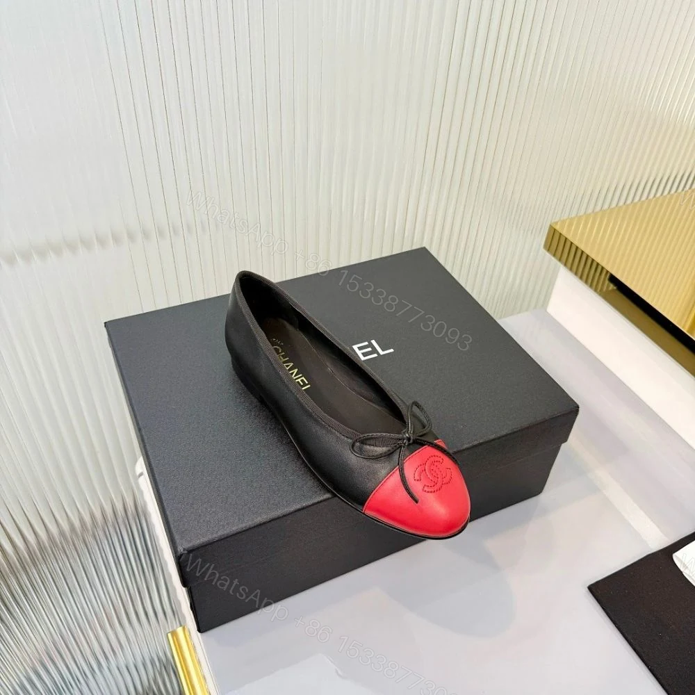 View 3 of Chanel Ballet Flats Black And Red