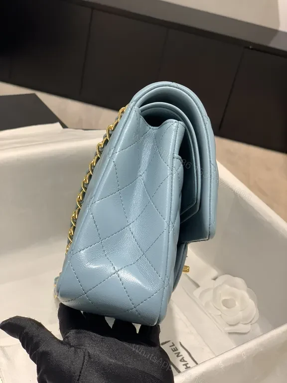 View 2 of Powder Blue Quilted Calfskin Bag: Classic Chic Luxury