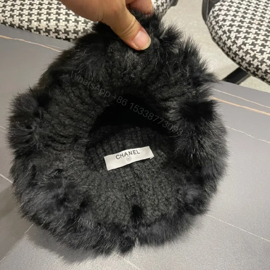 View 6 of Lux Fur-Trim Pom-Pom Bag Charm: Gold Emblem Accent