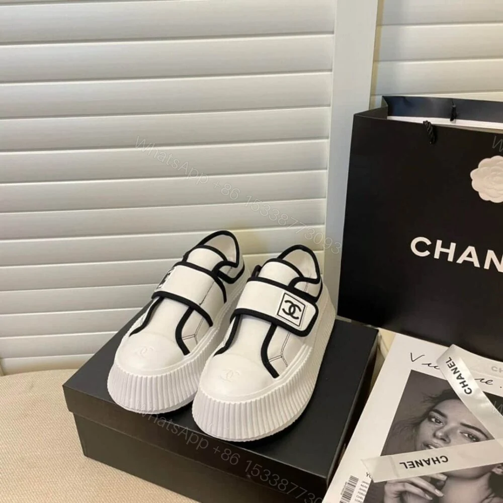View 5 of Chanel White CC Cap Toe Slipon Sneaker White
