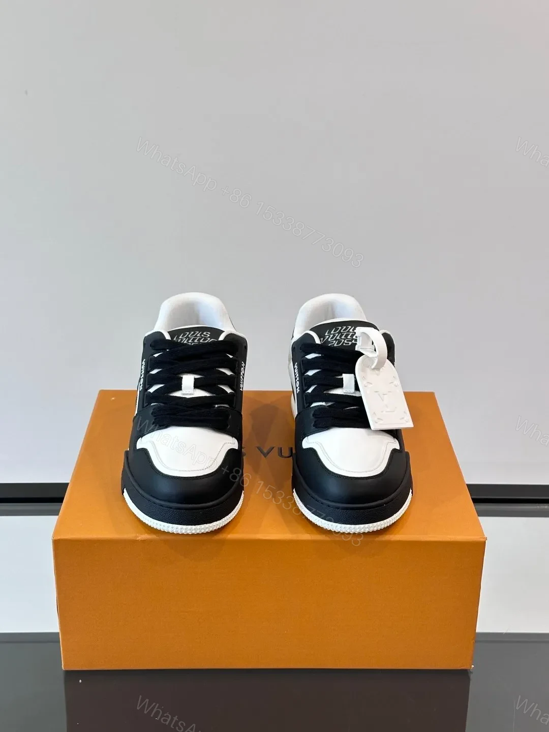 View 2 of LV Men Black White Leather Sneakers