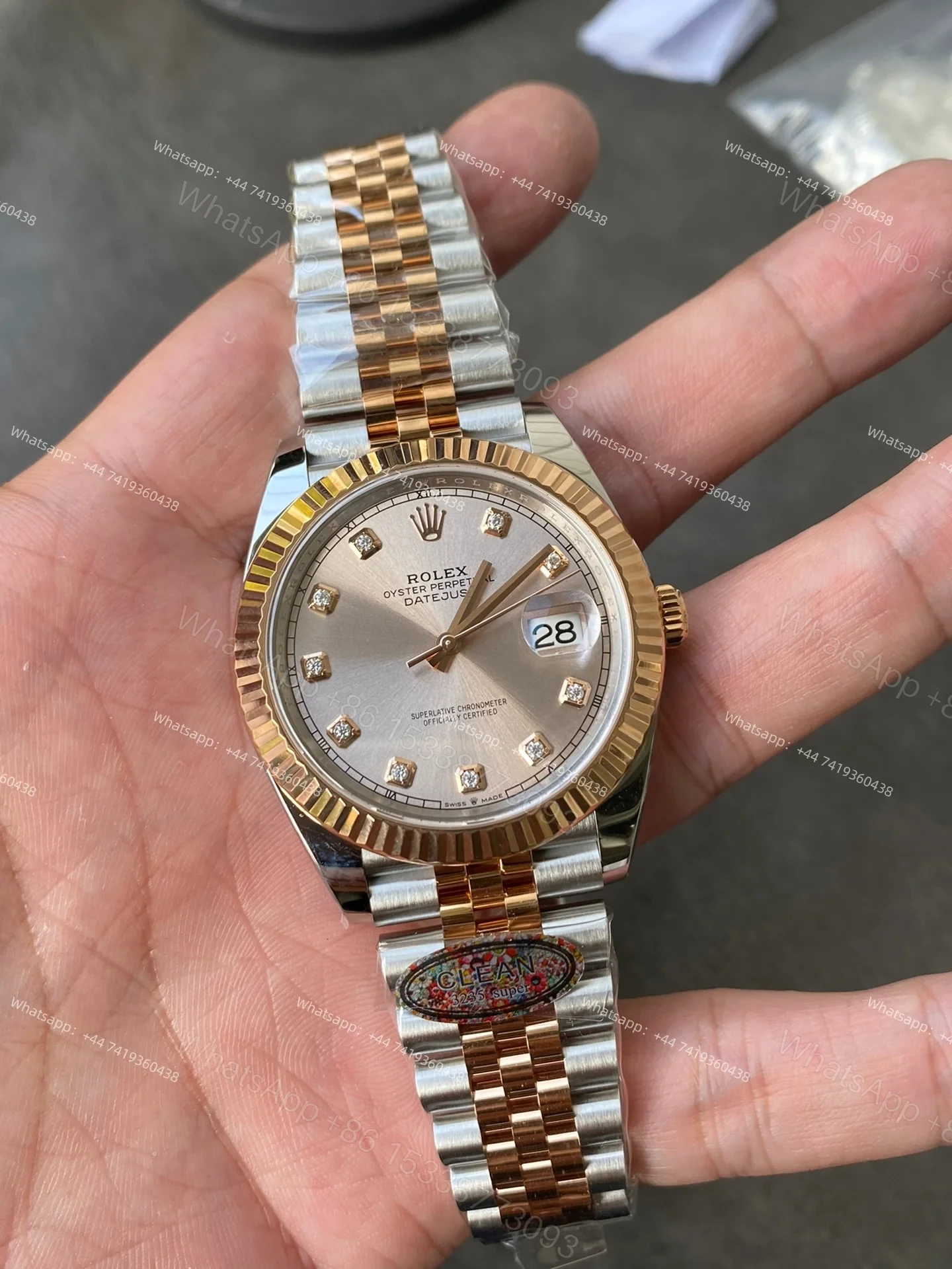 View 2 of Rolex Datejust M126331-0008 1:1 Replica Rose Gold Diamond Dial Jubilee 41MM 3235 Movement Super Clone Watch