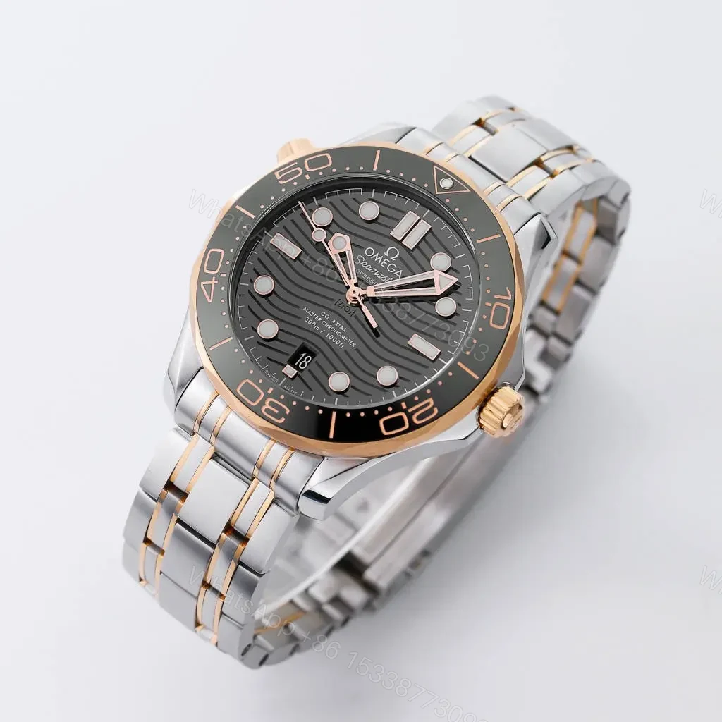 View 2 of Omega Seamaster 300M Replica Watch Two-Tone Stainless Steel with Black Dial 42mm