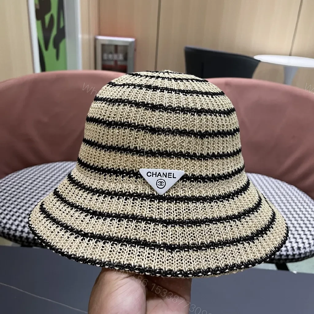 View 10 of Straw Hat: Striped Beige/Black, Chanel-Inspired Luxe