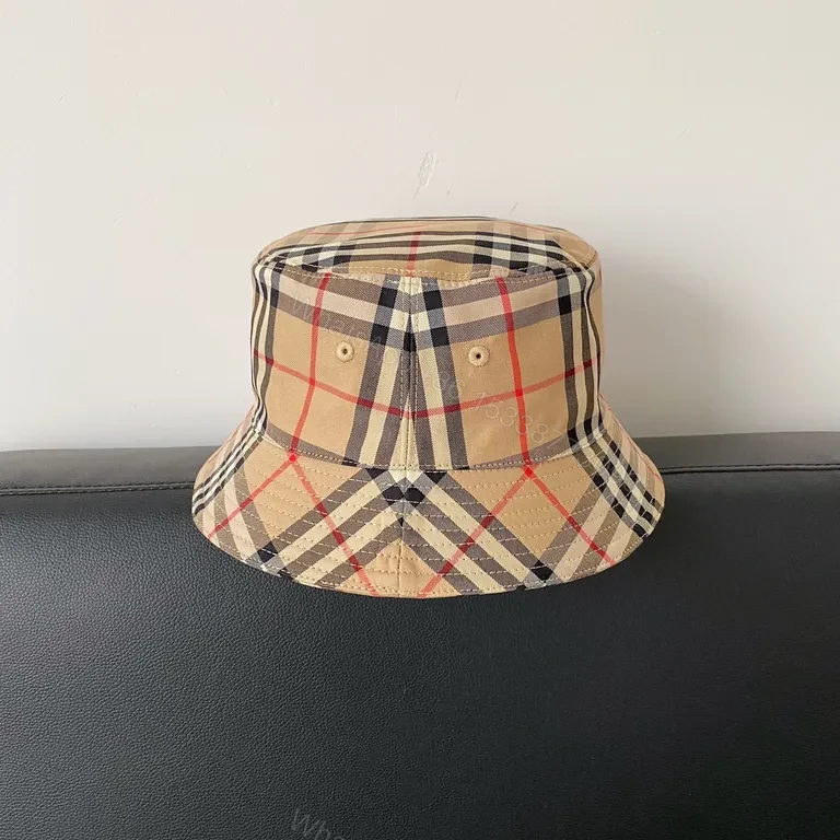 View 4 of Beige Plaid Bucket Hat â€” Premium Cotton Twill, Iconic Check Pattern