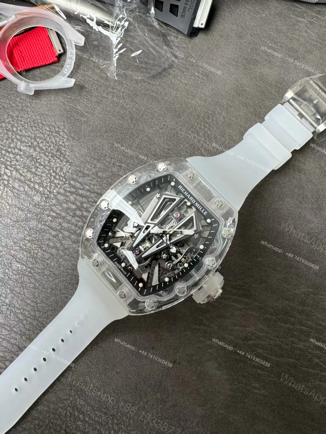 View 9 of Super Clone Richard Mille RM 27-03 Raging Bull Sapphire Crystal Skeleton Tourbillon 1:1 Replica Watch
