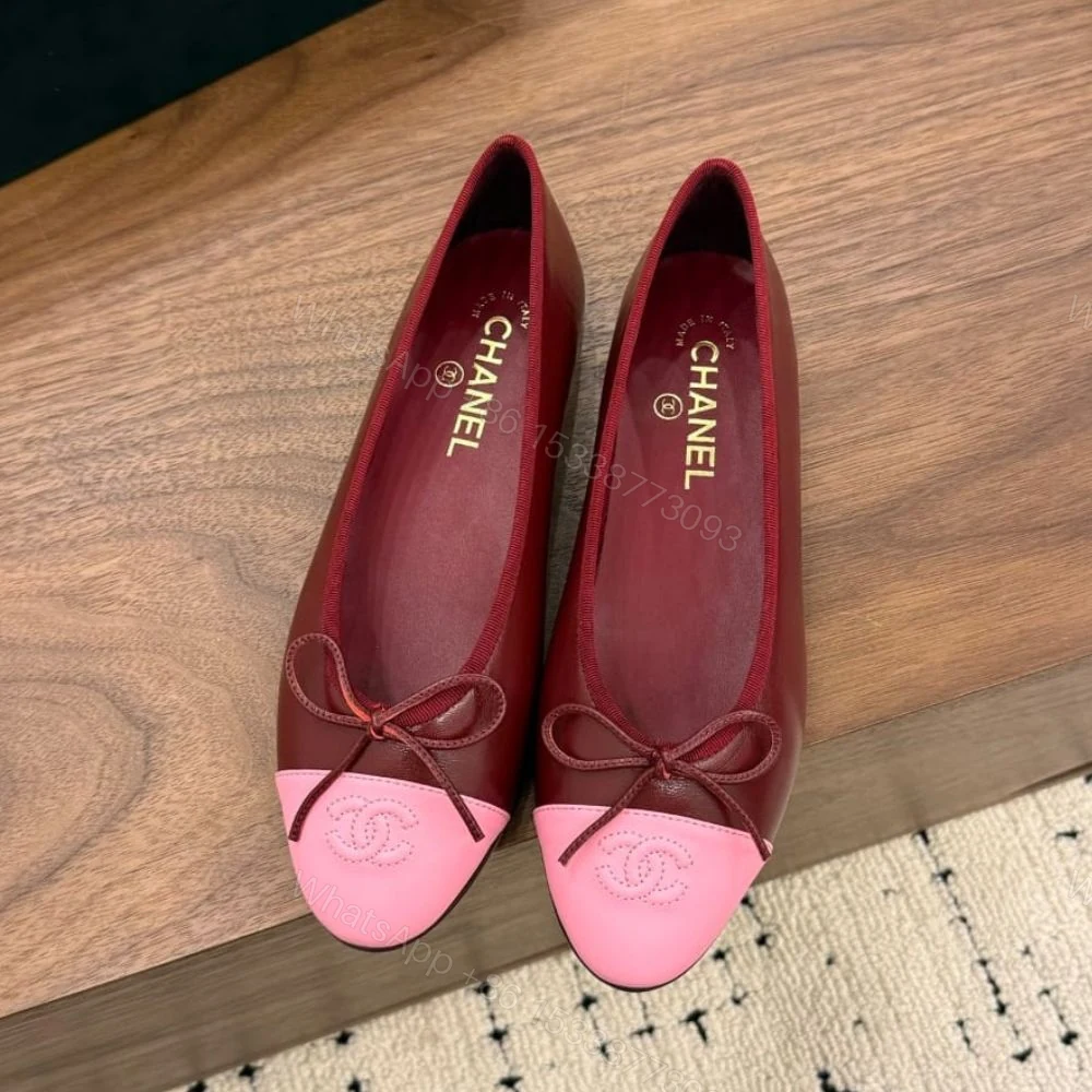 View 3 of Chanel Ballet Flats Burgundy & Pink G02819 X01000 U9349
