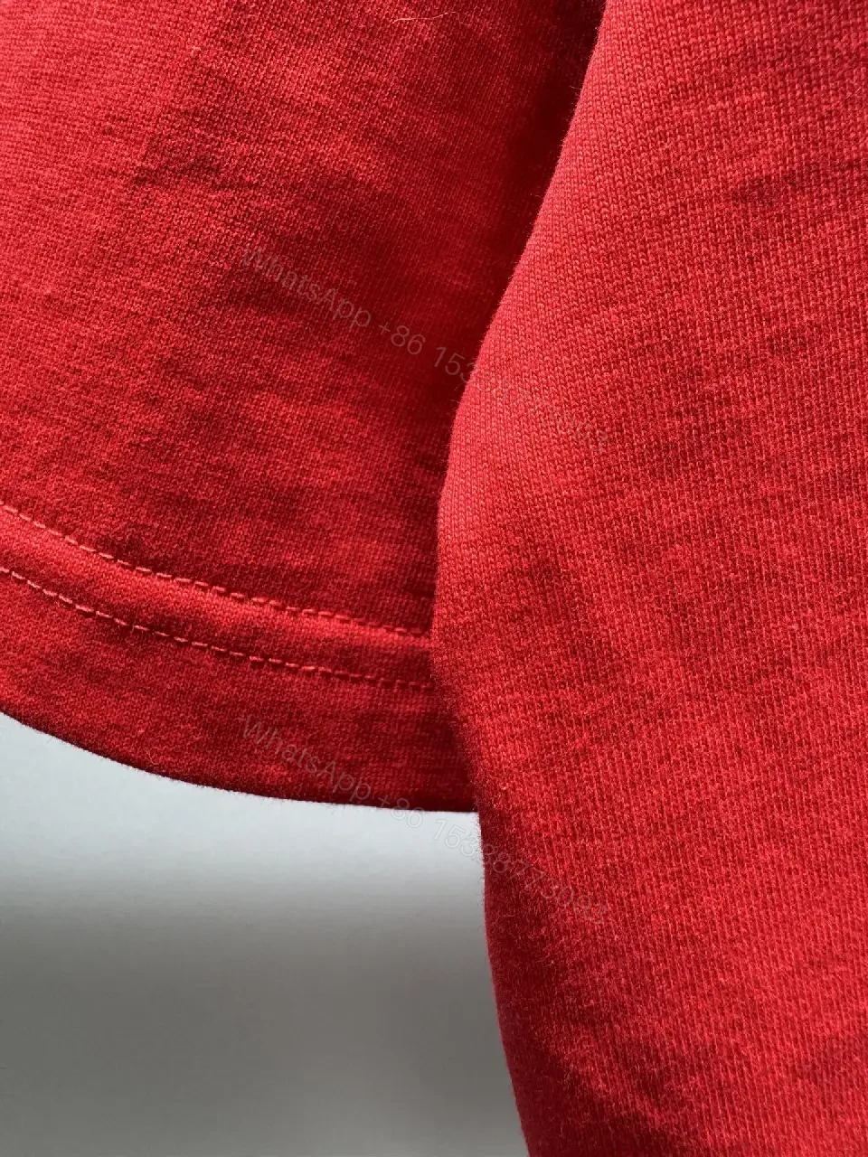 View 7 of Red Cotton Tee: Bold Red Luxury Classic Crew Neck Tee