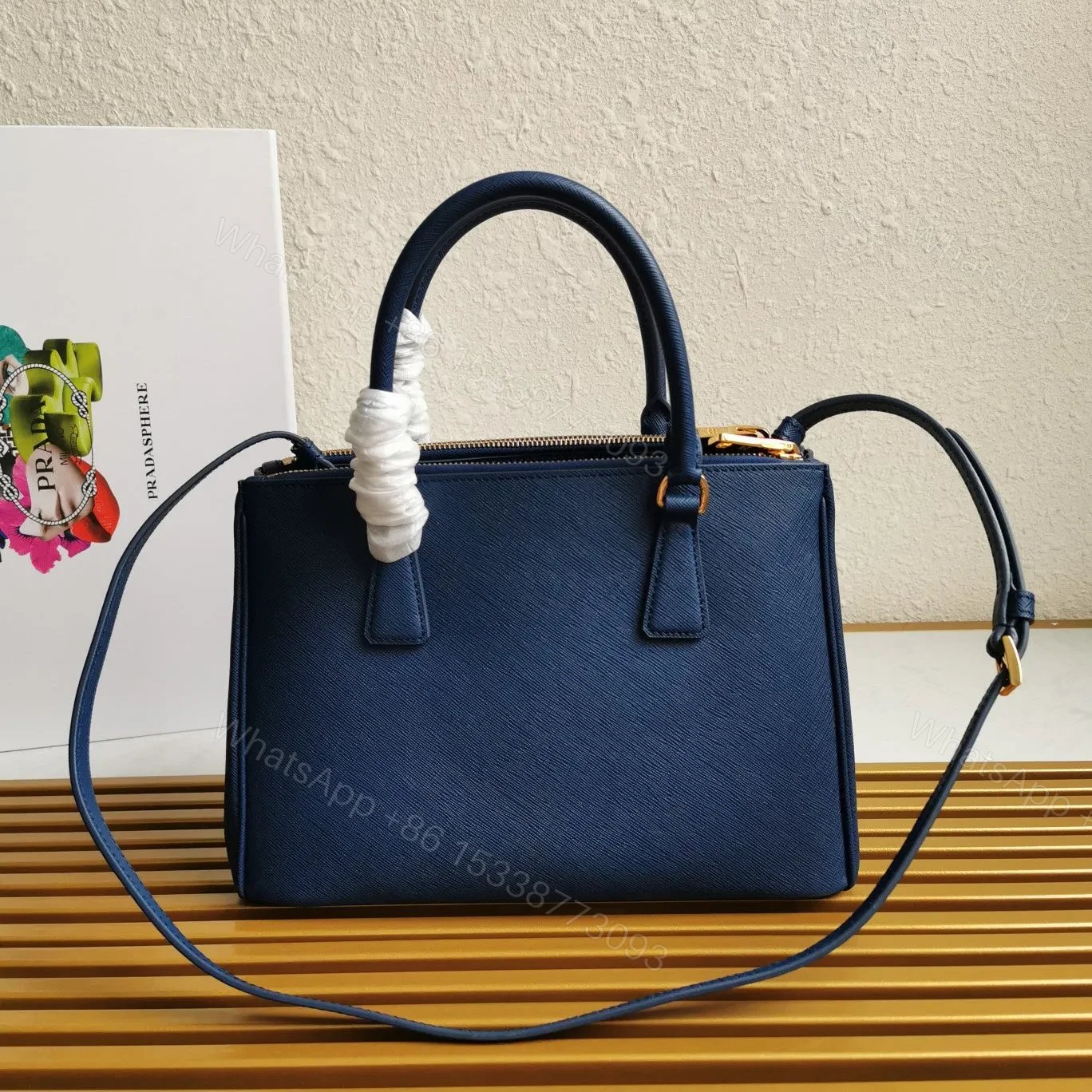 View 2 of PRA GALLERIA 28 BAG IN NAVY BLUE SAFFIANO LEATHER