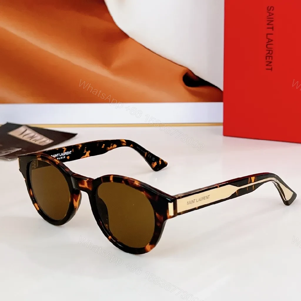 View 2 of Chic Round Sunglasses: Black Acetate, Luxe Logo Detail