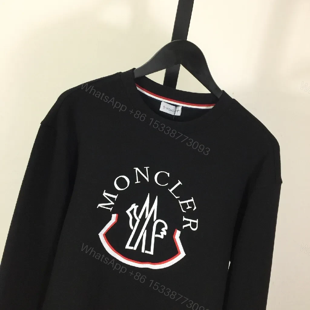 View 7 of Black Cotton-Blend Modern Logo Crewneck Sweatshirt with Crest Details