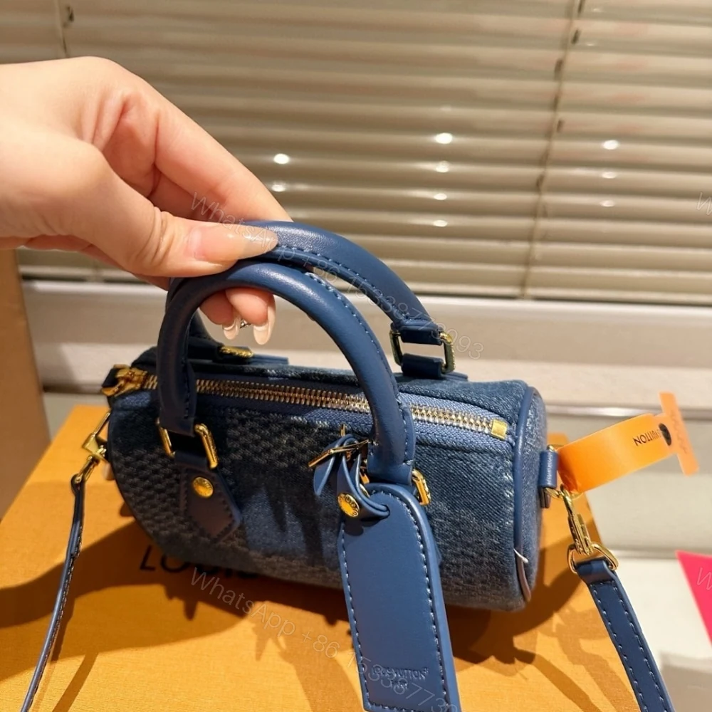 View 3 of Louis Vuitton Speedy 18 Bandoulière Denim Blue 18Cm N00208