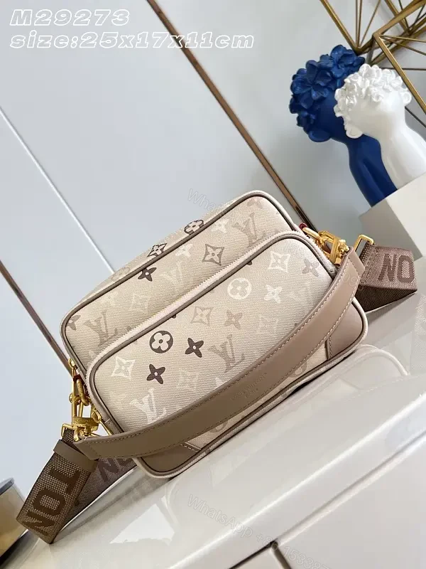 Beige Monogram Crossbody: LV-Style, Structured Tote — view 1
