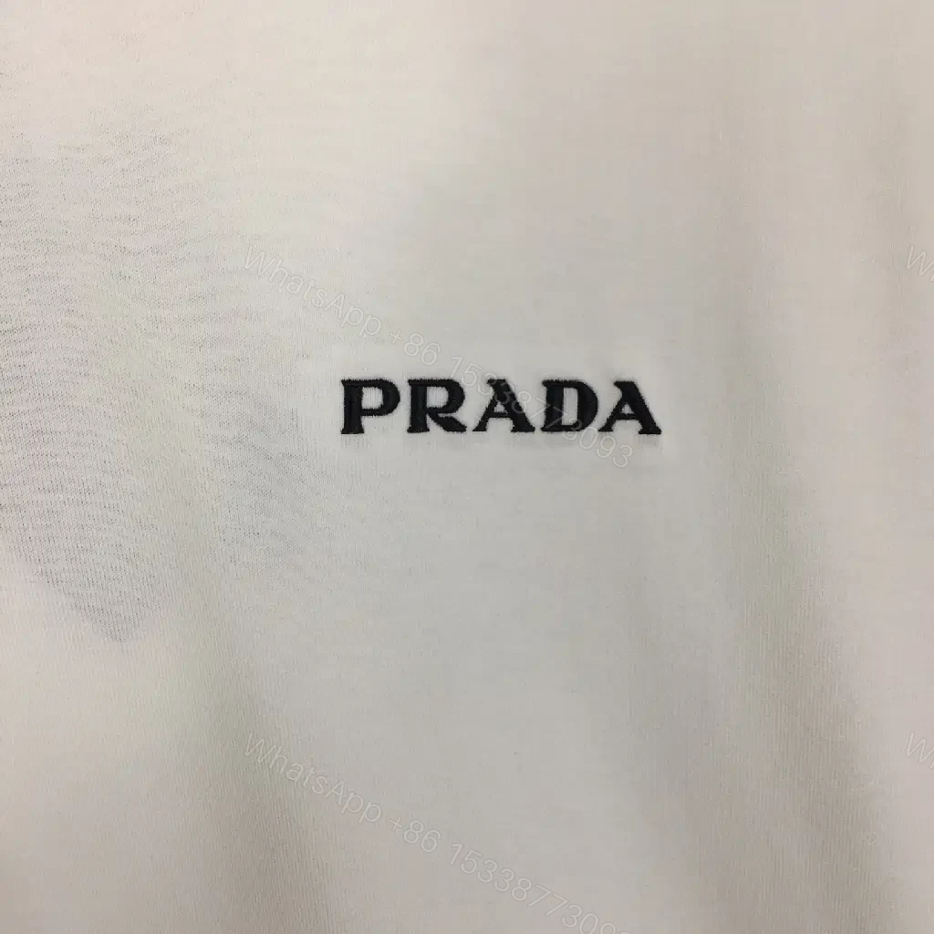 View 7 of White Cotton Zip-Neck Tee with Subtle Logo, Modern Luxe Streetwear