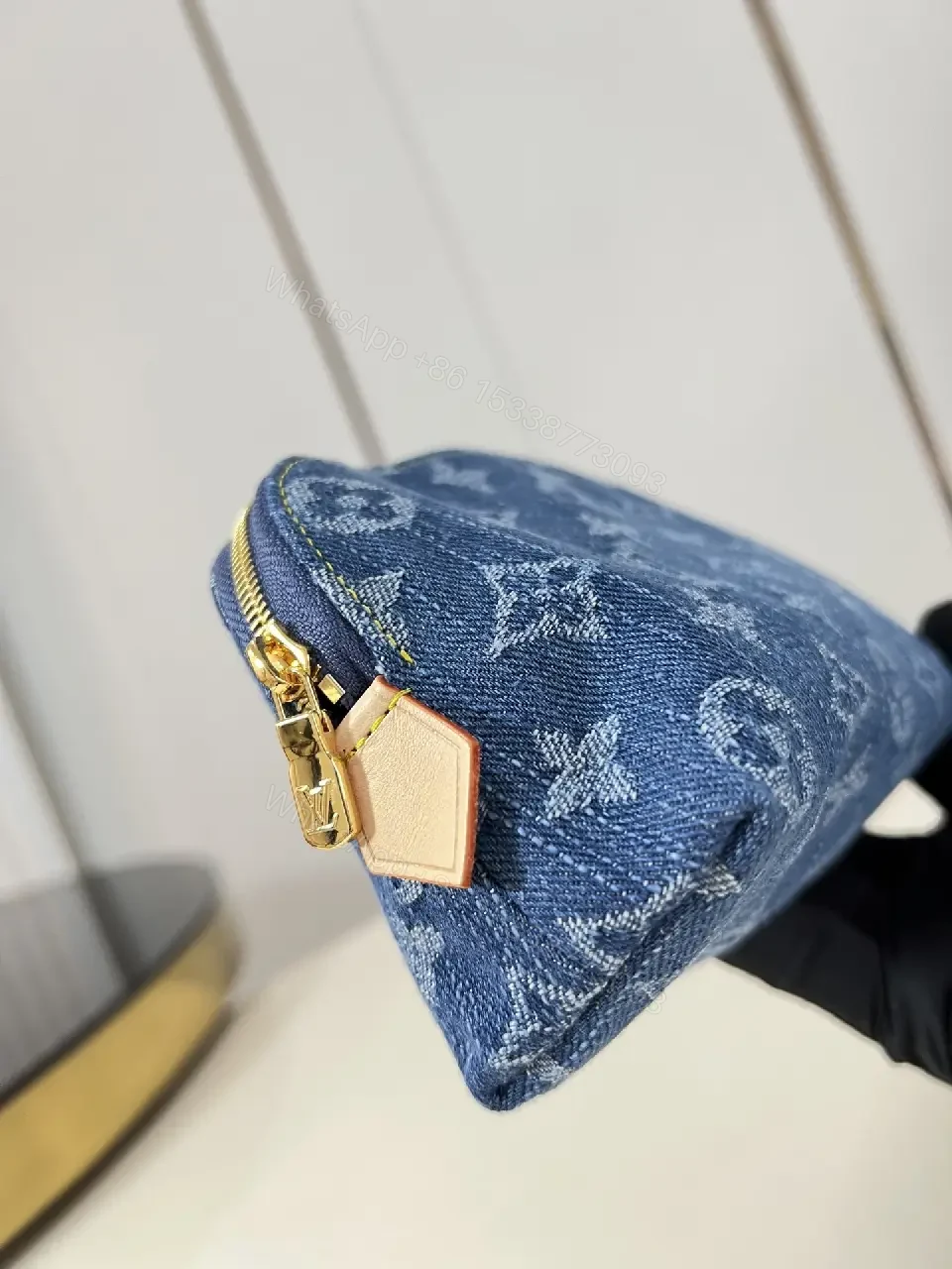View 6 of Denim Monogram Pouch: Modern Texture, All-Day Luxury