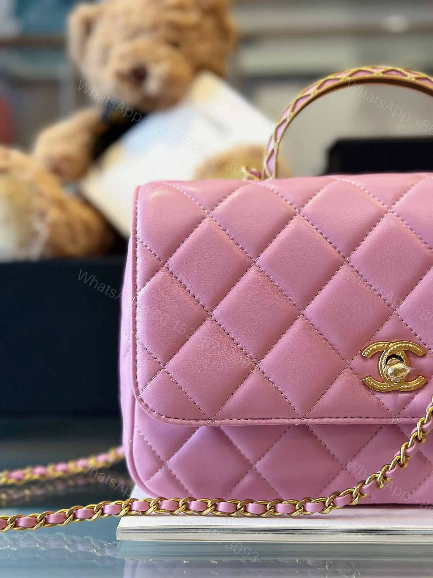 View 2 of Chanel Coco Mini Handbags Pink With Lock Gold 22x21cm
