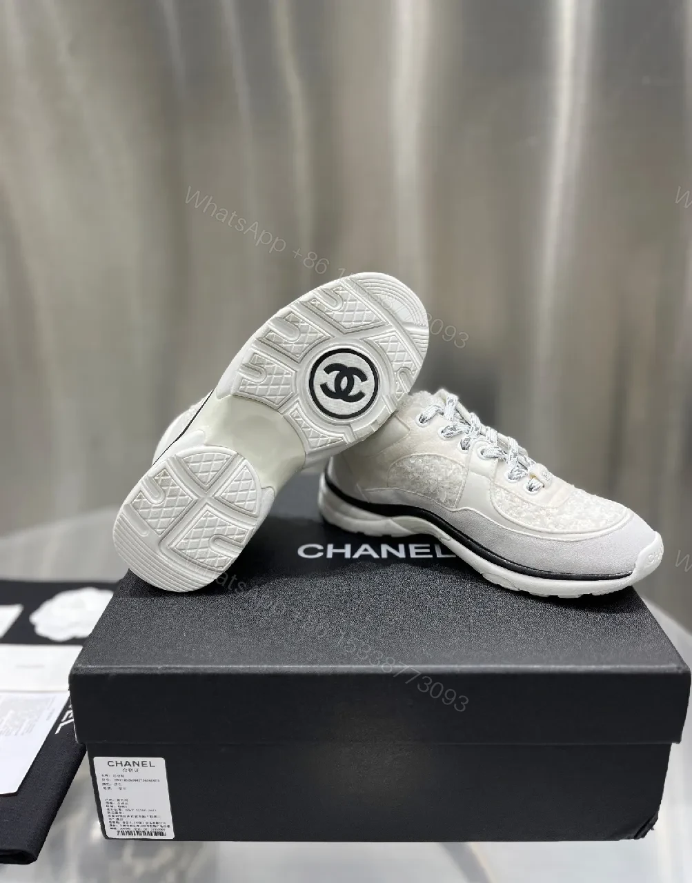 View 7 of White Suede-Blend Luxe Sneakers with Subtle Quilting