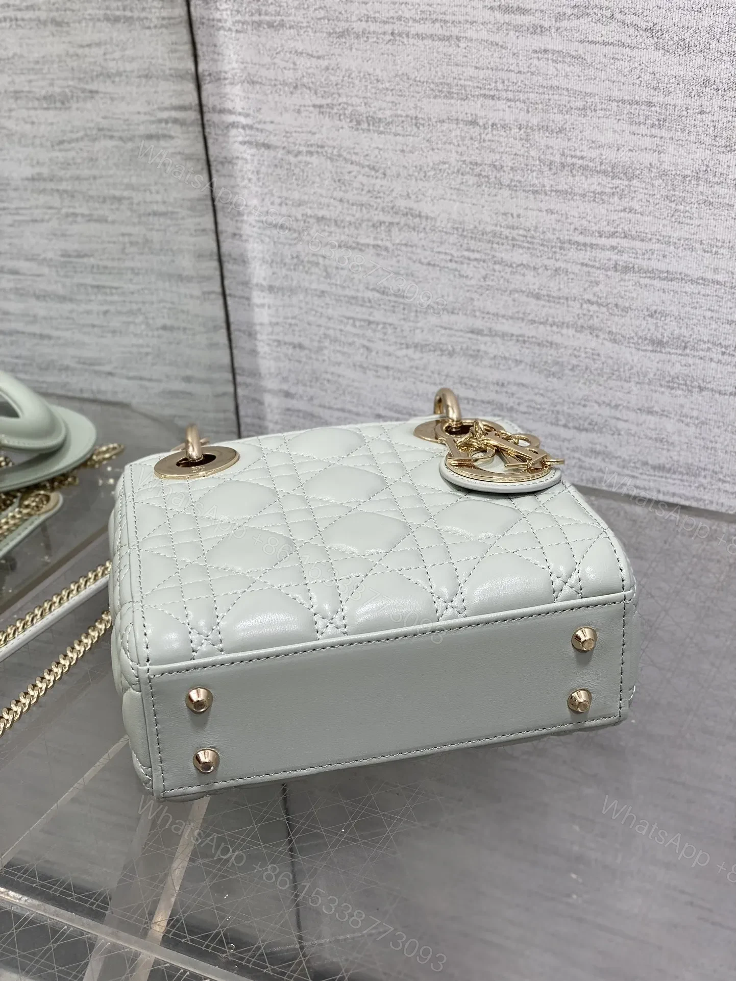 View 5 of Dior Mini Lady Dior Bag in opaline gray