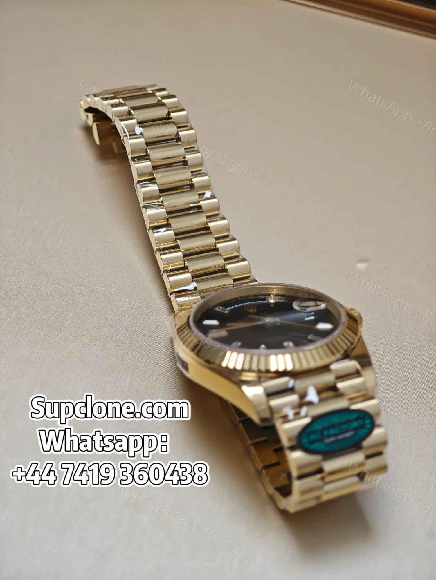 View 2 of Rolex Day-Date 40mm Yellow Gold Black Diamond Dial – Super Clone 1:1 Cal. 3255