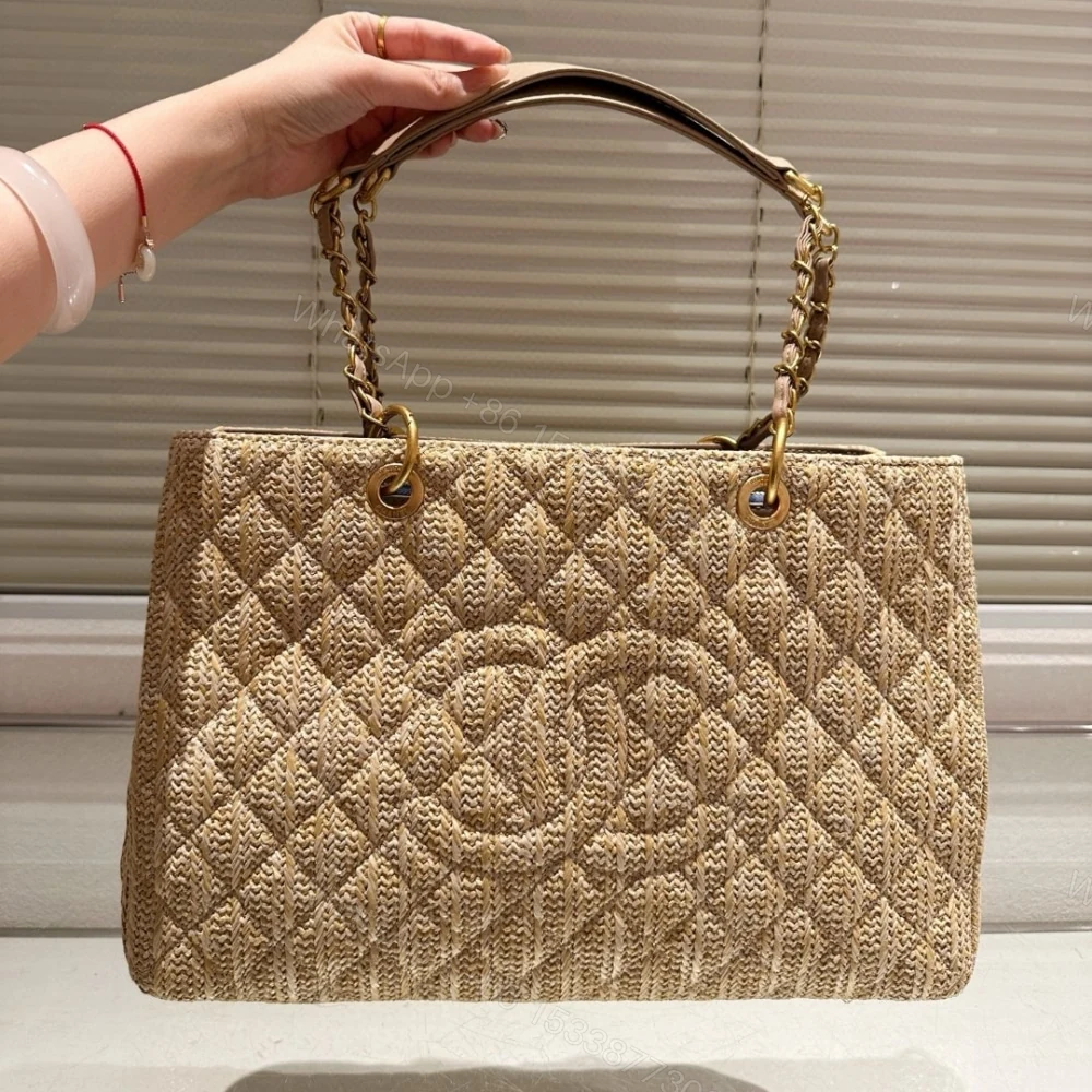 View 3 of Chanel Grand Shopping Tote Straw Bag 38Cm