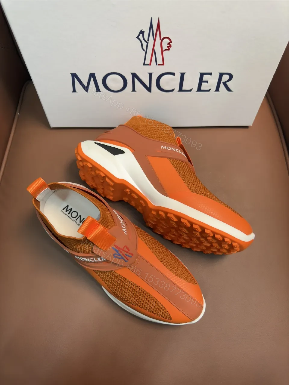 View 7 of Orange Mesh Knit Sneakers with Elastic Straps - Bold Comfort Street Style