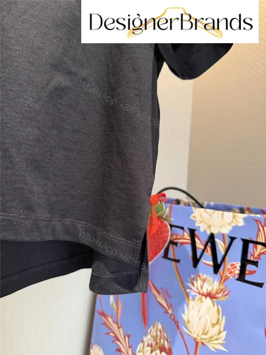 View 4 of Black Cotton Tee – Elevated Embroidery Luxury Tee