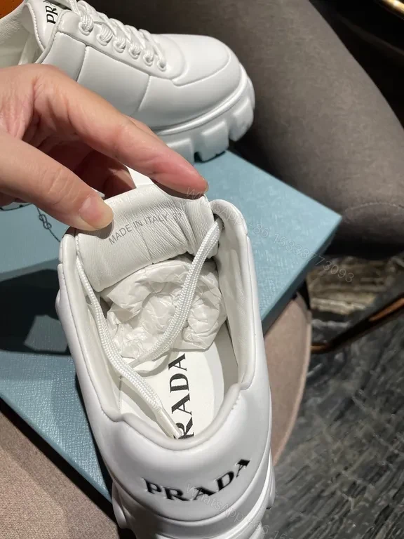 View 4 of Prada Milano-Inspired White Luxe Sneakers, Premium Leather