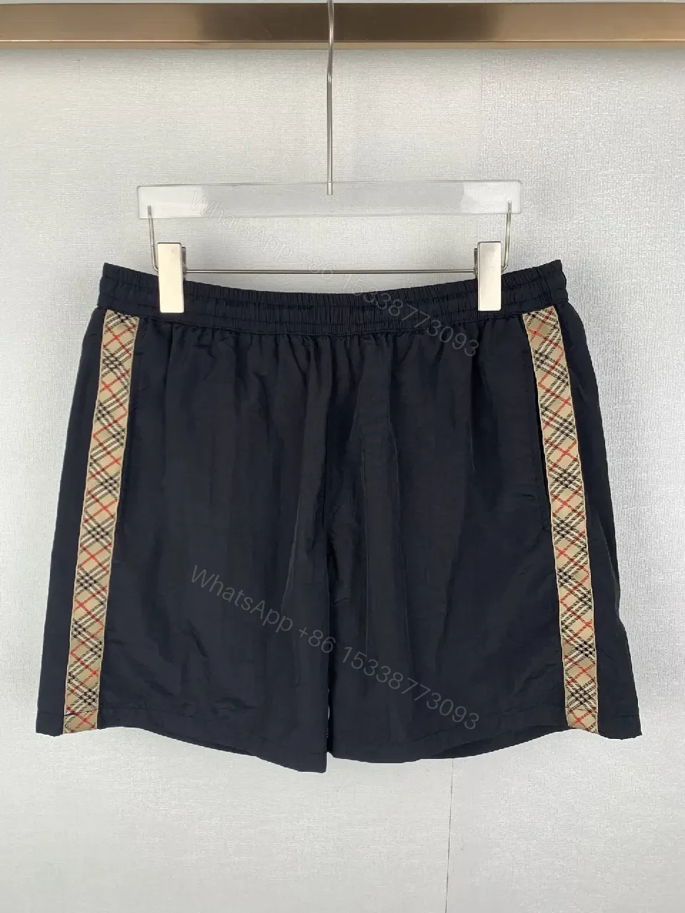 View 8 of Black Nylon Street Burberry plaid stripe Shorts